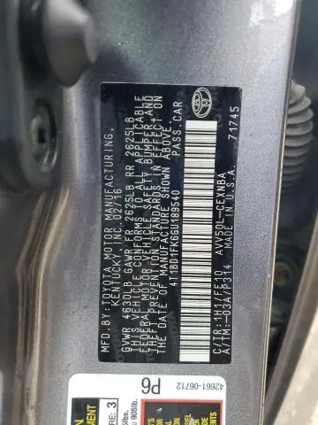 2016 TOYOTA CAMRY HYBRID  