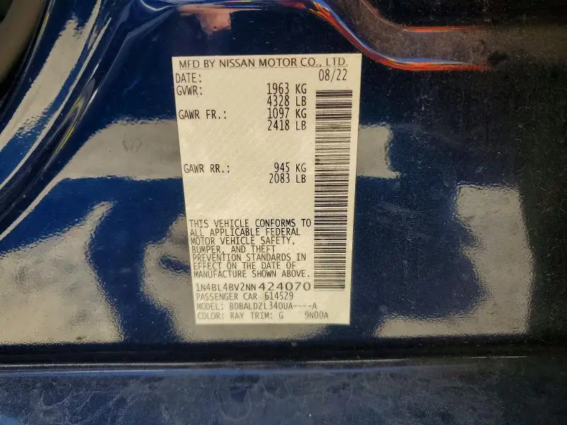 2022 NISSAN ALTIMA S  