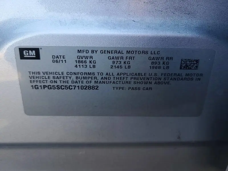 2012 CHEVROLET CRUZE LT  
