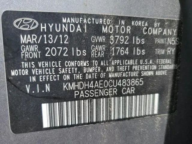 2012 HYUNDAI ELANTRA GLS  