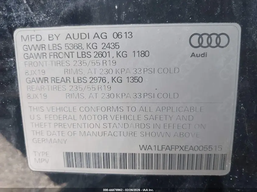 2014 AUDI Q5 2.0T PREMIUM