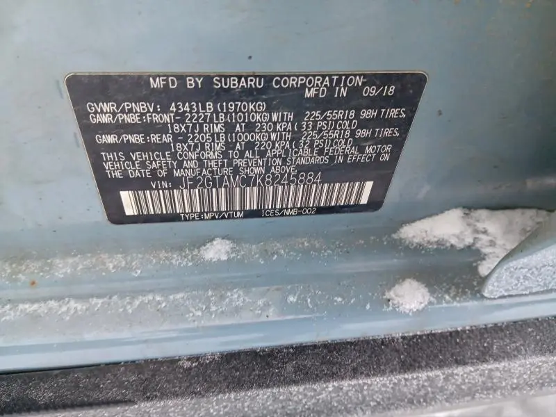 2019 SUBARU CROSSTREK LIMITED  