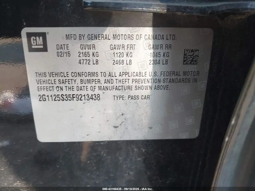 2015 CHEVROLET IMPALA 2LT