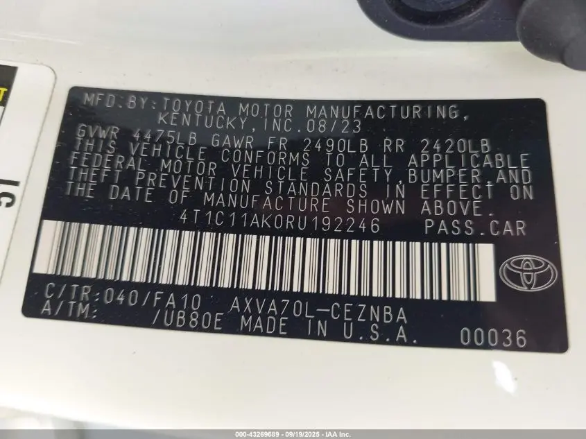 2024 TOYOTA CAMRY LE