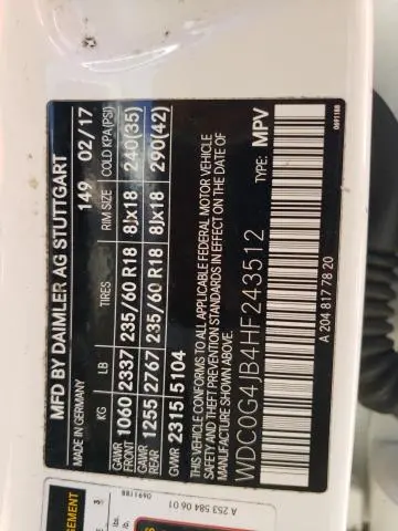 2017 MERCEDES-BENZ GLC 300  