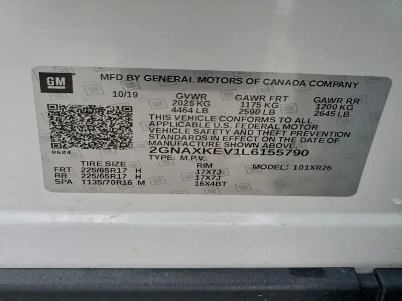 2020 CHEVROLET EQUINOX LT  