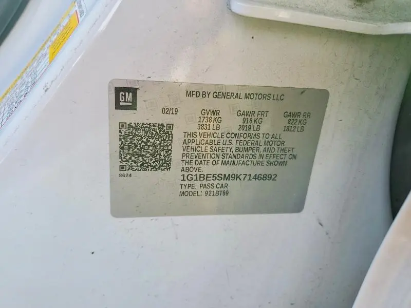 2019 CHEVROLET CRUZE LT  