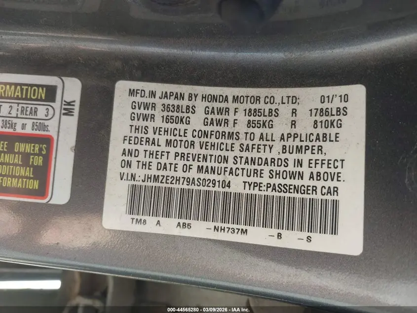 2010 HONDA INSIGHT EX