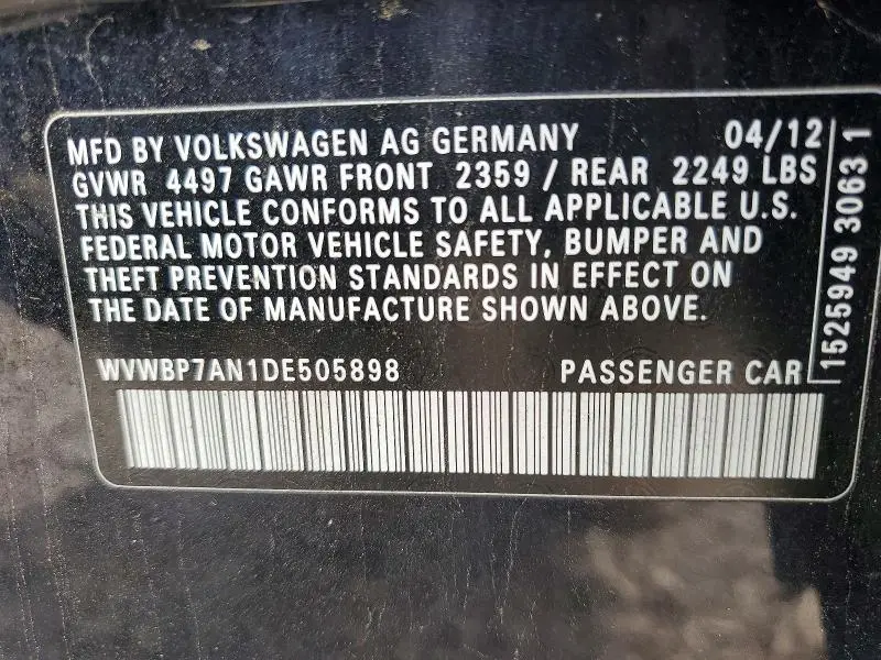 2013 VOLKSWAGEN CC SPORT  