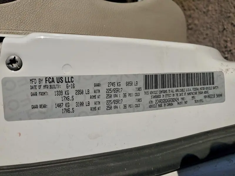 2016 DODGE GRAND CARAVAN SE  