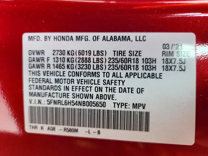 2022 HONDA ODYSSEY EX  
