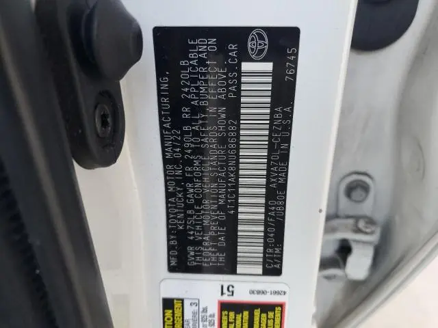 2022 TOYOTA CAMRY LE  