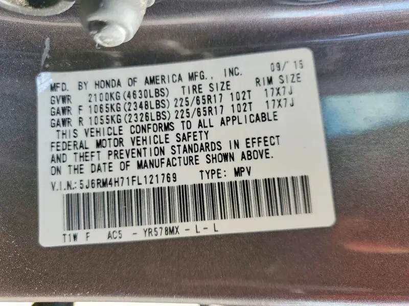 2015 HONDA CR-V EXL  