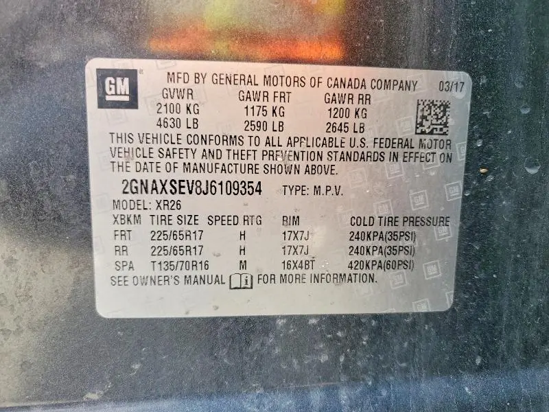 2018 CHEVROLET EQUINOX LT  