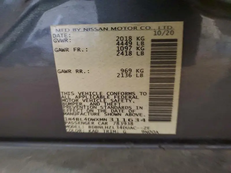 2021 NISSAN ALTIMA SV  