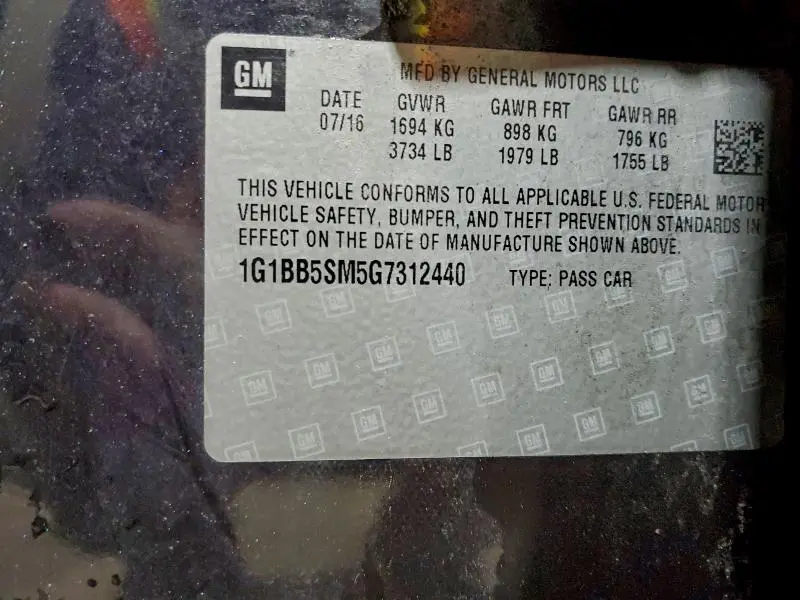 2016 CHEVROLET CRUZE LS  