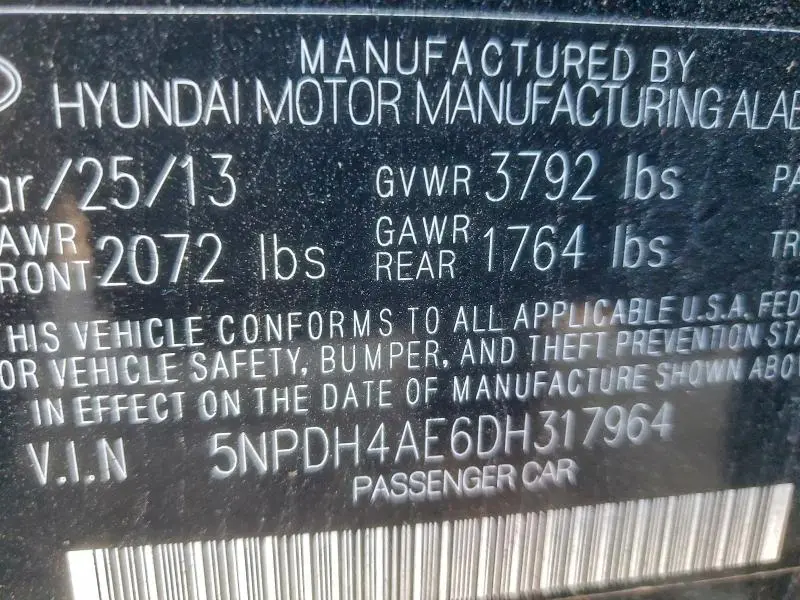 2013 HYUNDAI ELANTRA GLS  