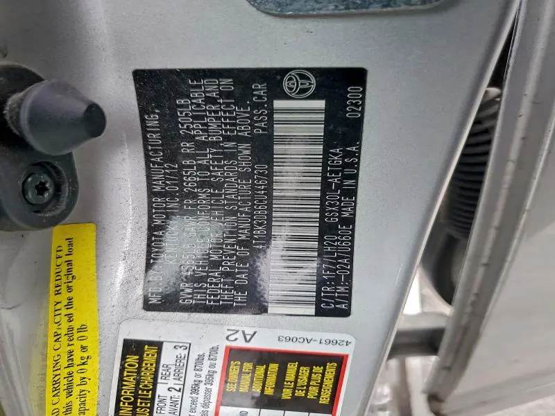 2012 TOYOTA AVALON BASE  