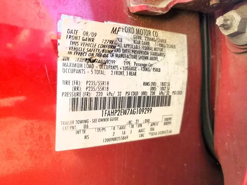 2010 FORD TAURUS SEL  