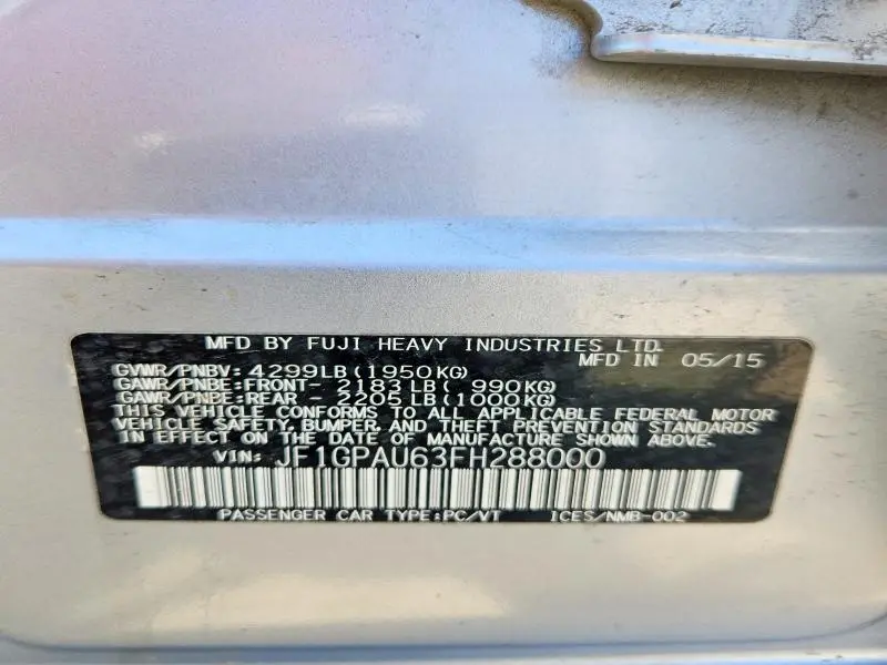 2015 SUBARU IMPREZA SPORT  