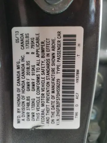 2013 HONDA CIVIC LX  