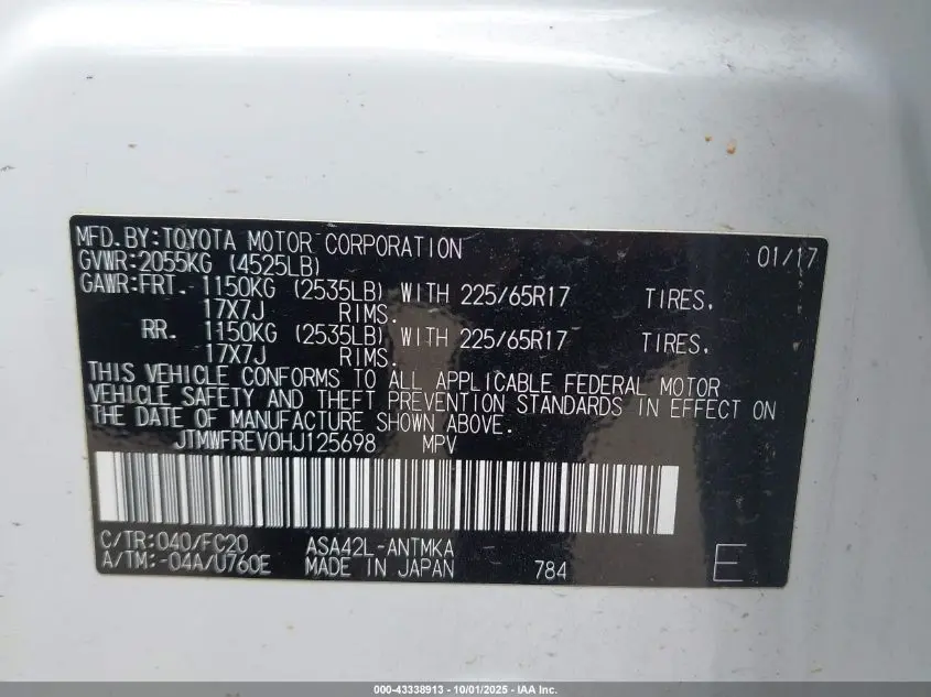 2017 TOYOTA RAV4 XLE