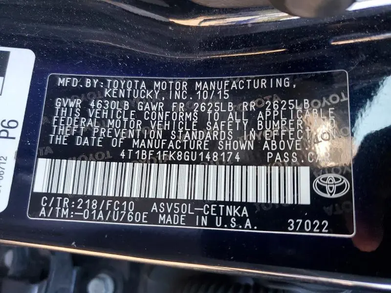 2016 TOYOTA CAMRY LE  