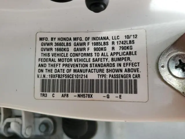2012 HONDA CIVIC LX  
