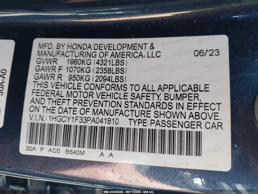 2023 HONDA ACCORD EX