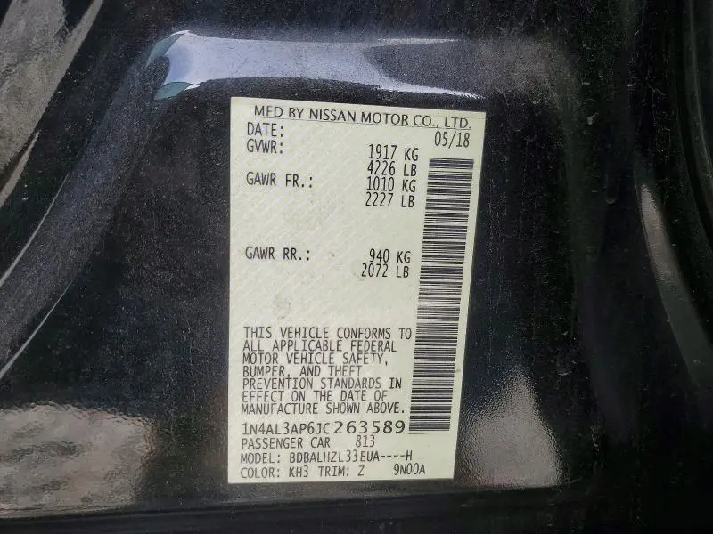 2018 NISSAN ALTIMA 2.5  