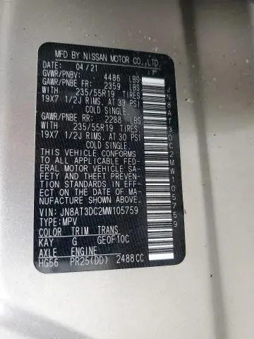 2021 NISSAN ROGUE PLATINUM  