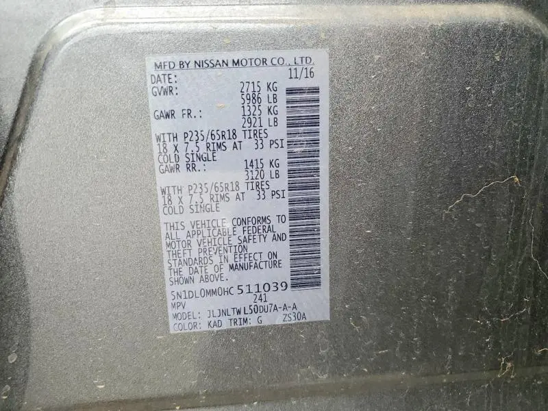 2017 INFINITI QX60 BASE  