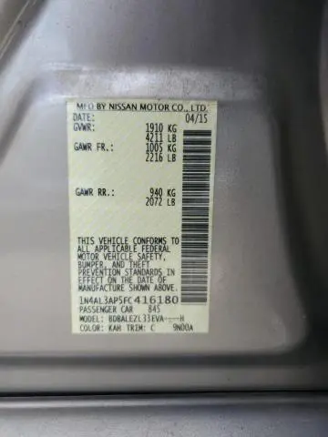 2015 NISSAN ALTIMA 2.5