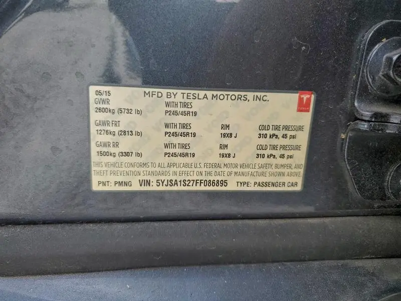 2015 TESLA MODEL S 70D  