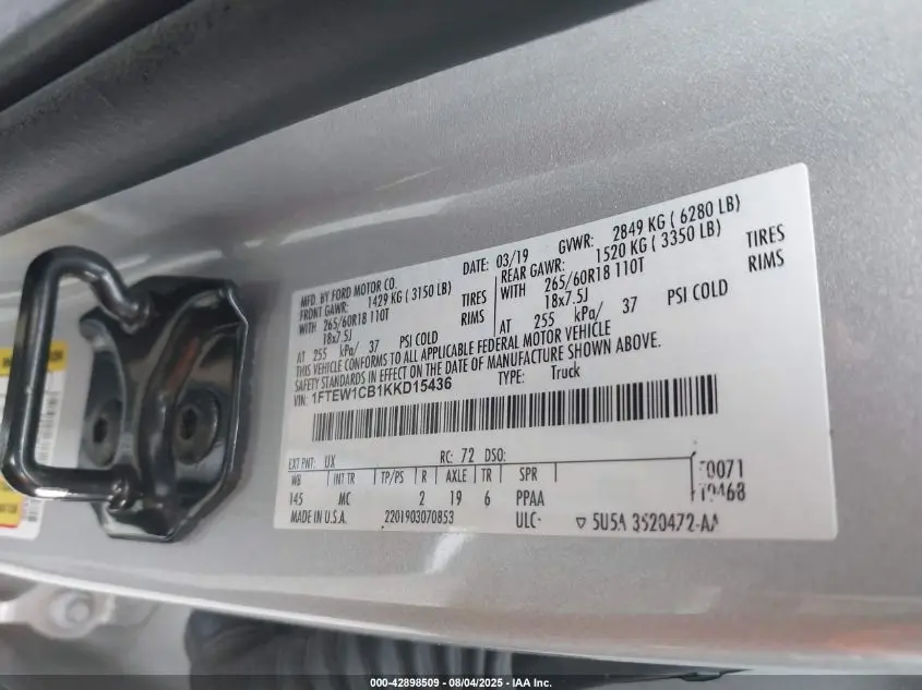 2019 FORD F-150 XLT