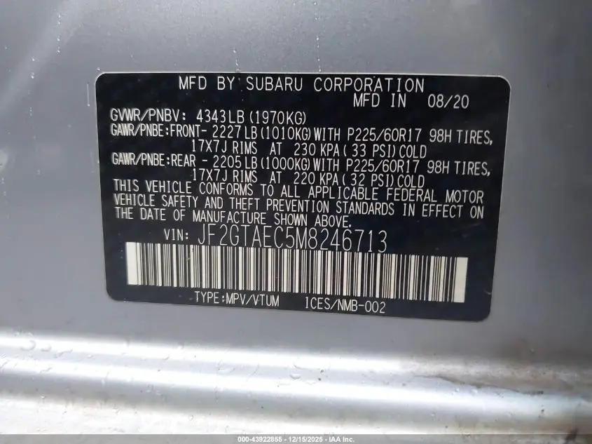 2021 SUBARU CROSSTREK PREMIUM