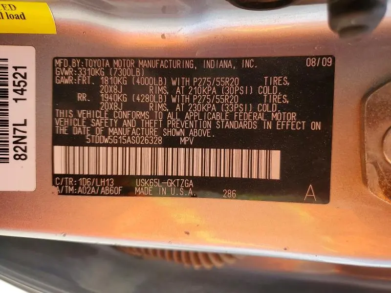 2010 TOYOTA SEQUOIA PLATINUM  