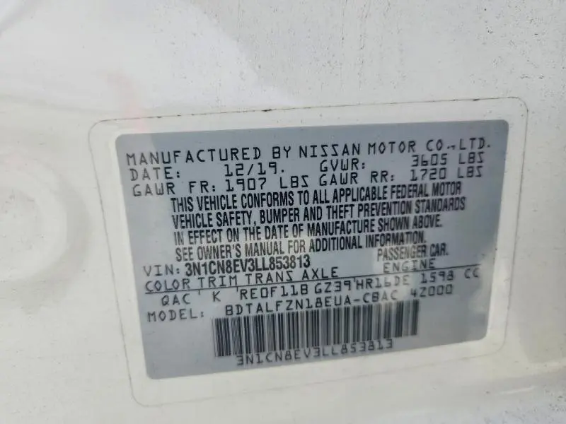 2020 NISSAN VERSA SV  