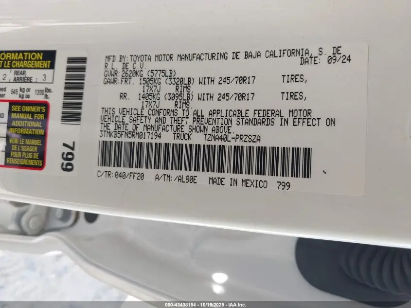 2024 TOYOTA TACOMA SR5 2WD