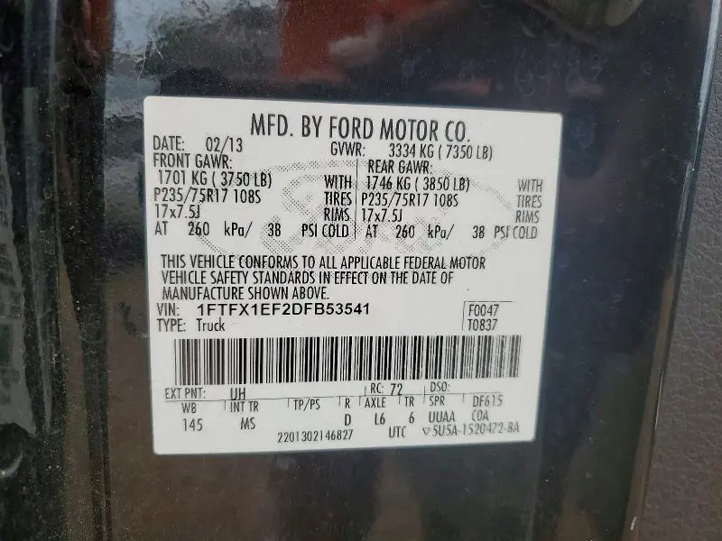 2013 FORD F150 SUPER CAB  