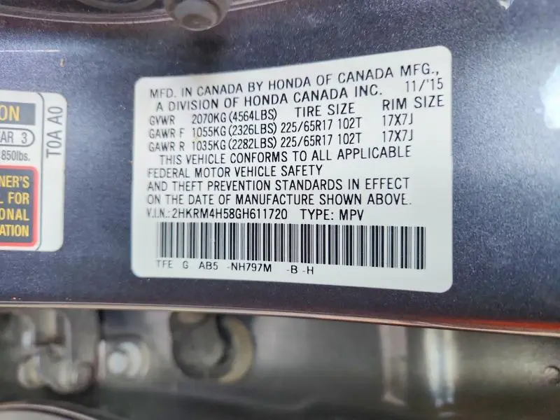 2016 HONDA CR-V EX  