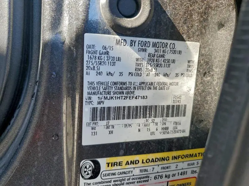 2015 FORD EXPEDITION EL XLT  