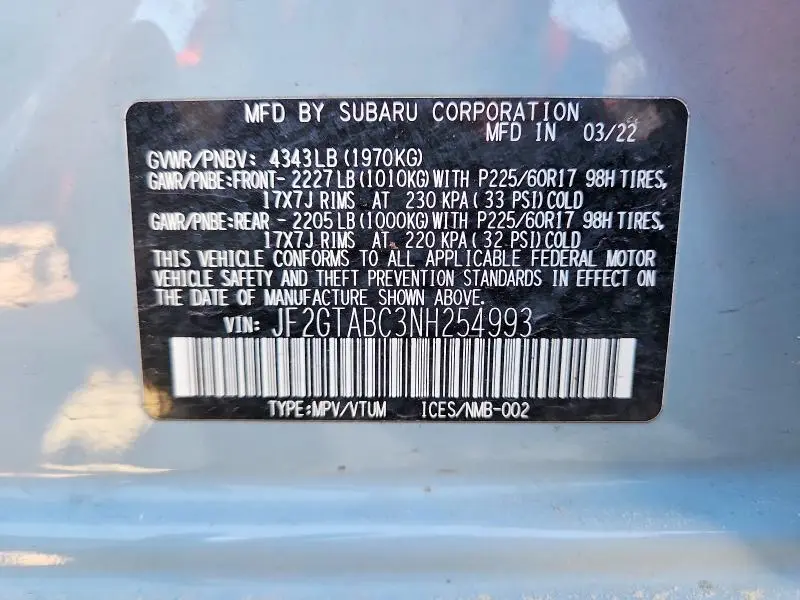 2022 SUBARU CROSSTREK   