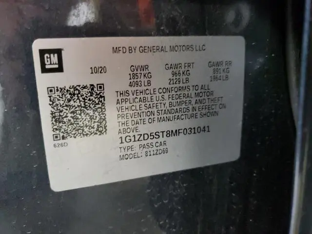 2021 CHEVROLET MALIBU LT  