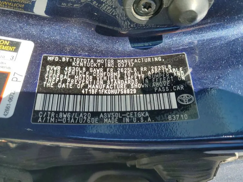 2017 TOYOTA CAMRY XLE  