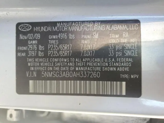 2010 HYUNDAI SANTA FE GLS