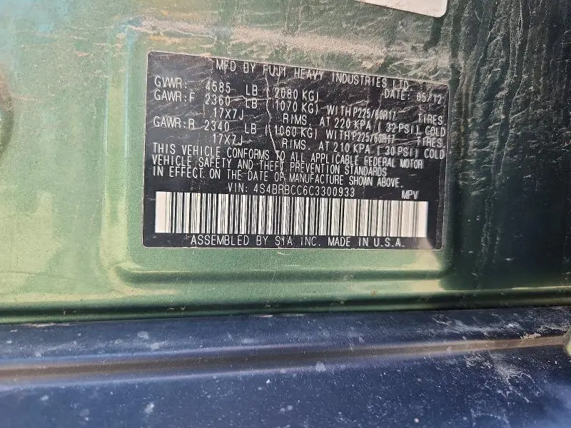 2012 SUBARU OUTBACK 2.5I PREMIUM  