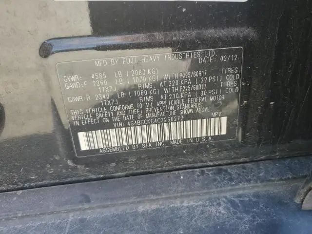 2012 SUBARU OUTBACK 2.5I LIMITED  