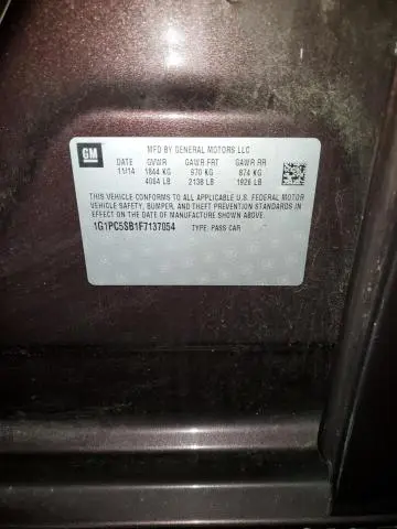 2015 CHEVROLET CRUZE LT  