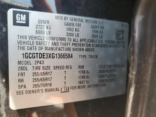2016 CHEVROLET COLORADO Z71  